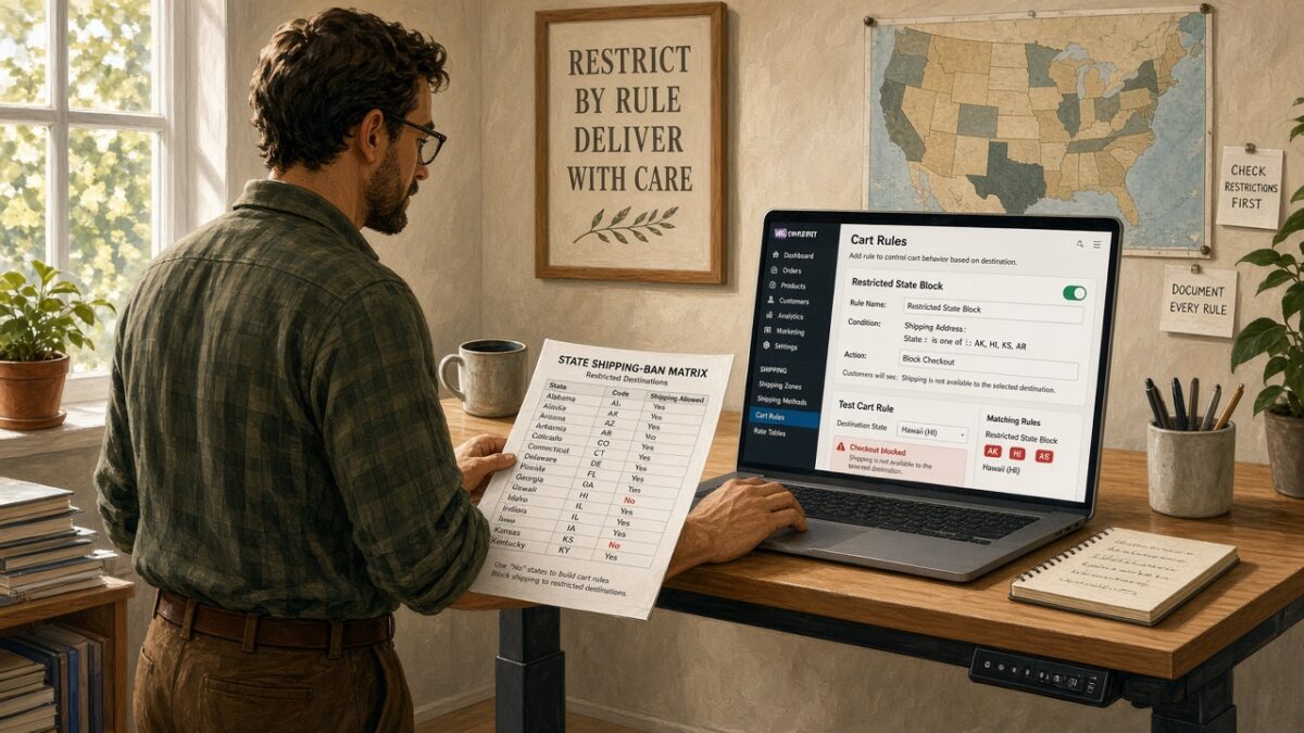 Developer mapping shipping ban matrix rows into ecommerce cart rules